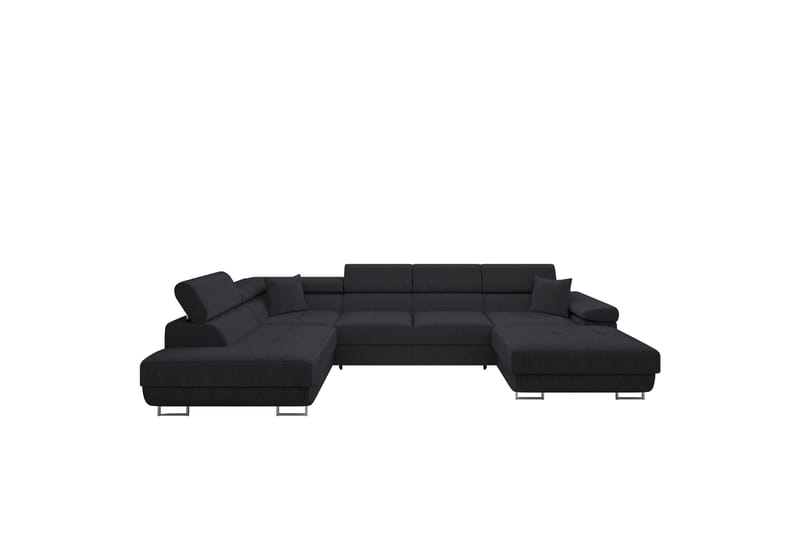 Gabina Sofa med Divan og Sjeselong 4-seter, Svart
