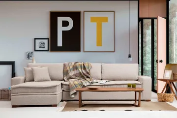 Gladfield Divansofa 3-seters - Beige - Møbler - Sofaer - Sofaer med sjeselong - 3 seters sofa med divan