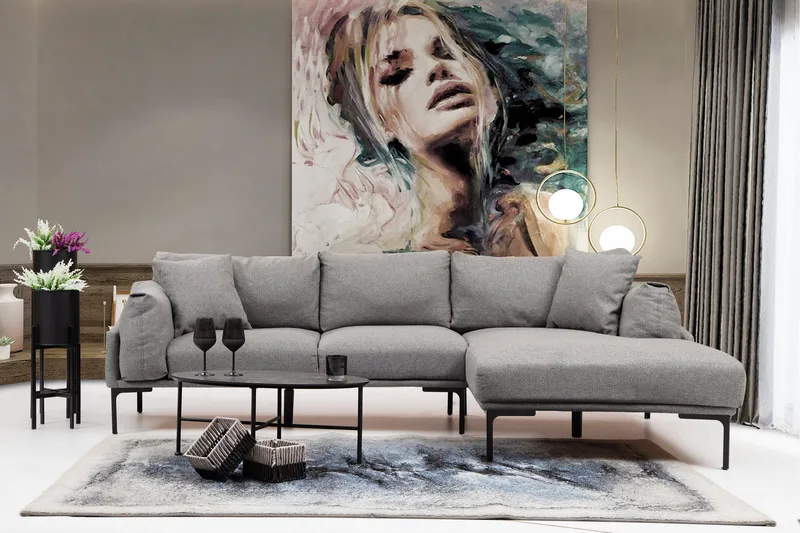 Glenure Sofa m. Divan 4-seters - Grå - Møbler - Sofaer - Sofaer med sjeselong - 4 seters sofa med divan