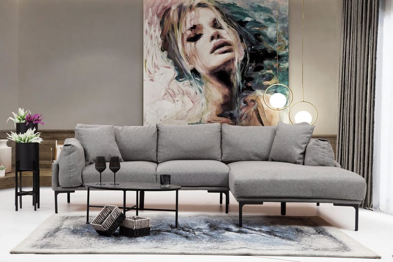 Glenure Sofa m. Divan 4-seters - Grå - Møbler - Sofaer - Sofaer med sjeselong - 4 seters sofa med divan