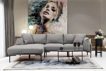 Glenure Sofa m. Divan 4-seters - Grå - Møbler - Sofaer - Sofaer med sjeselong - 4 seters sofa med divan