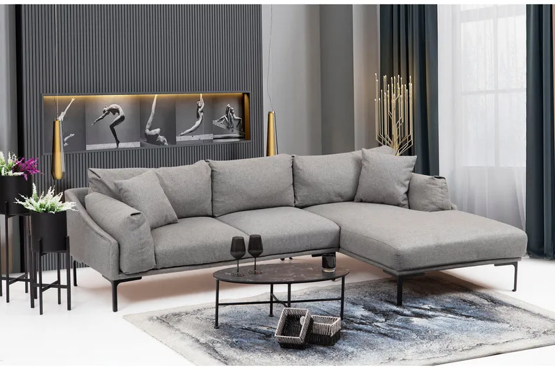 Glenure Sofa m. Divan 4-seters - Grå - Møbler - Sofaer - Sofaer med sjeselong - 4 seters sofa med divan