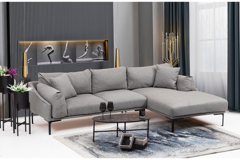 Glenure Sofa m. Divan 4-seters - Grå - Møbler - Sofaer - Sofaer med sjeselong - 4 seters sofa med divan
