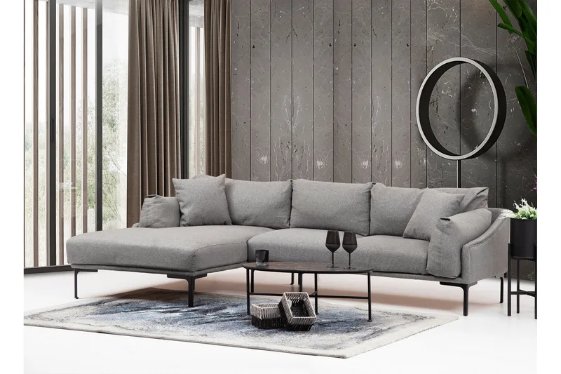 Glenure Sofa m. Divan 4-seters - Grå - Møbler - Sofaer - Sofaer med sjeselong - 4 seters sofa med divan