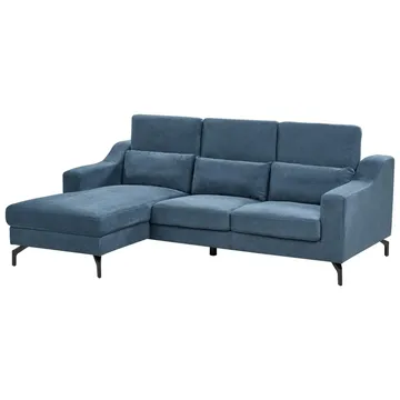 Glosli Venstrevendt Hjørnesofa med Divan og Sjeselong 220 cm i Chenille - Stålblå - Møbler - Sofaer - Sofaer med sjeselong - 4 seters sofa med divan