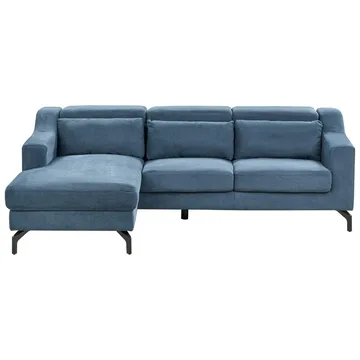 Glosli Venstrevendt Hjørnesofa med Divan og Sjeselong 220 cm i Chenille - Stålblå - Møbler - Sofaer - Sofaer med sjeselong - 4 seters sofa med divan
