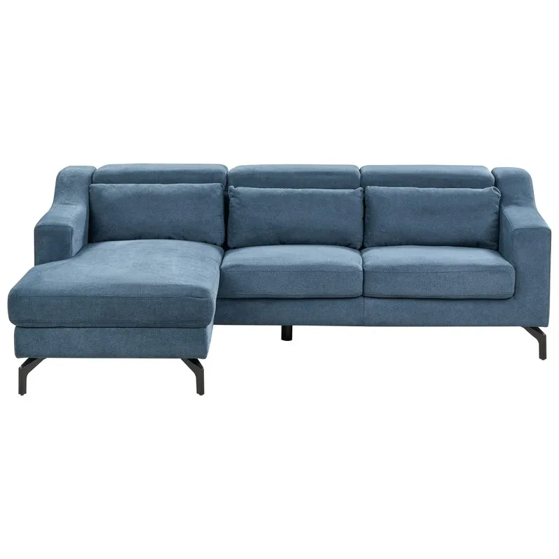 Glosli Venstrevendt Hjørnesofa med Divan og Sjeselong 220 cm i Chenille, Stålblå