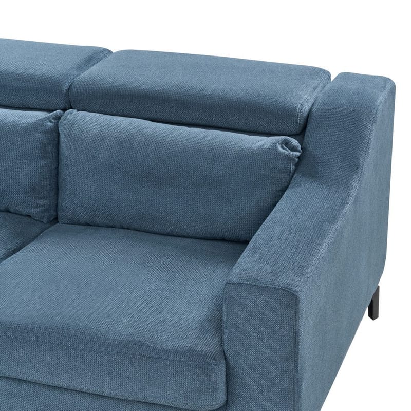 Glosli Venstrevendt Hjørnesofa med Divan og Sjeselong 220 cm i Chenille - Stålblå - Møbler - Sofaer - Sofaer med sjeselong - 4 seters sofa med divan