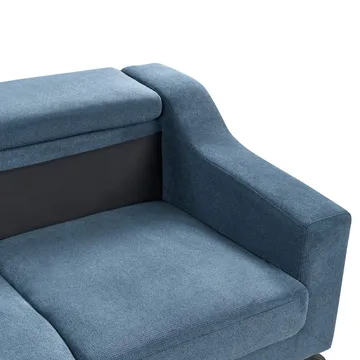 Glosli Venstrevendt Hjørnesofa med Divan og Sjeselong 220 cm i Chenille - Stålblå - Møbler - Sofaer - Sofaer med sjeselong - 4 seters sofa med divan