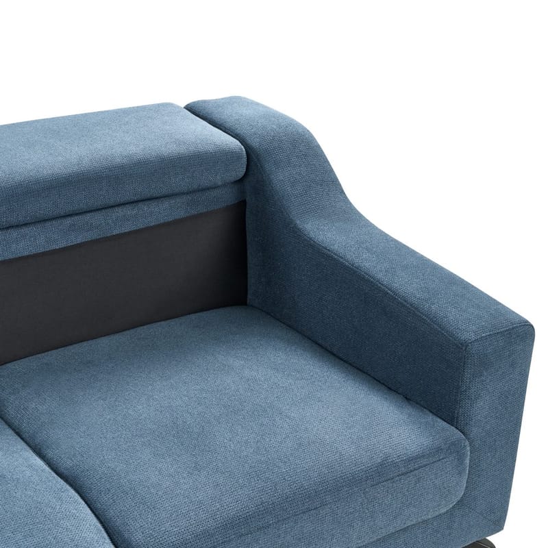 Glosli Venstrevendt Hjørnesofa med Divan og Sjeselong 220 cm i Chenille - Stålblå - Møbler - Sofaer - Sofaer med sjeselong - 4 seters sofa med divan