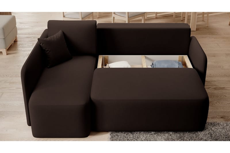 Hadson 3-seter Sofa med Sjeselong - Brun - Møbler - Sofaer - Sofaer med sjeselong - 3 seters sofa med divan