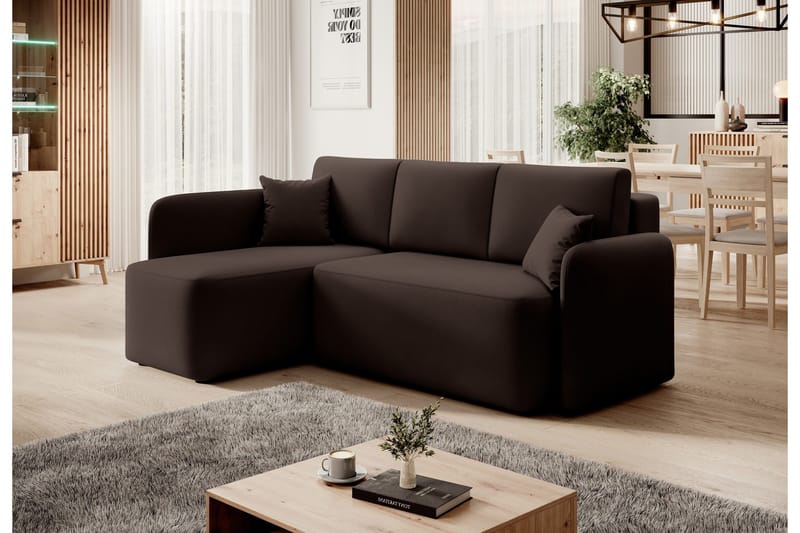 Hadson 3-seter Sofa med Sjeselong - Brun - Møbler - Sofaer - Sofaer med sjeselong - 3 seters sofa med divan