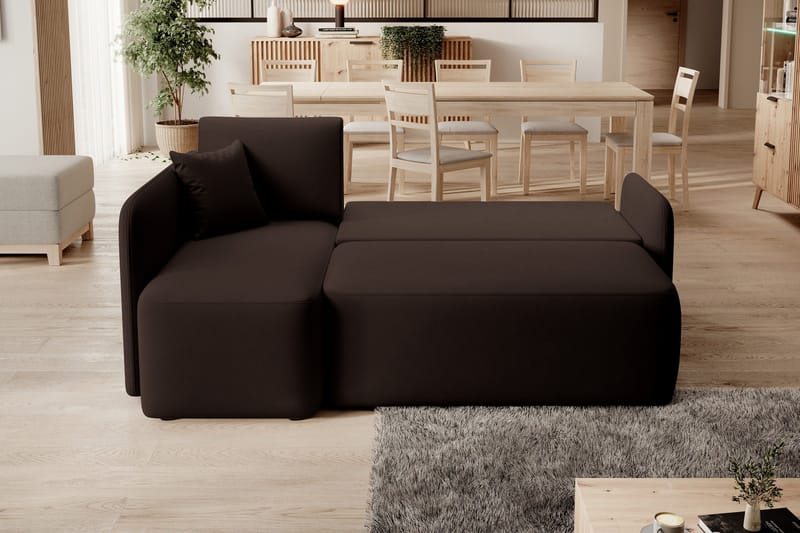 Hadson 3-seter Sofa med Sjeselong - Brun - Møbler - Sofaer - Sofaer med sjeselong - 3 seters sofa med divan