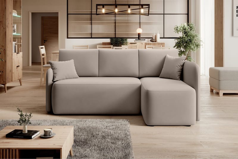 Hadson 3-seters Sofa med Divan - Beige - Møbler - Sofaer - Fløyelssofaer
