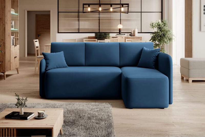 Hadson 3-seters Sofa med Divan - Blå - Møbler - Sofaer - Sofaer med sjeselong - 3 seters sofa med divan