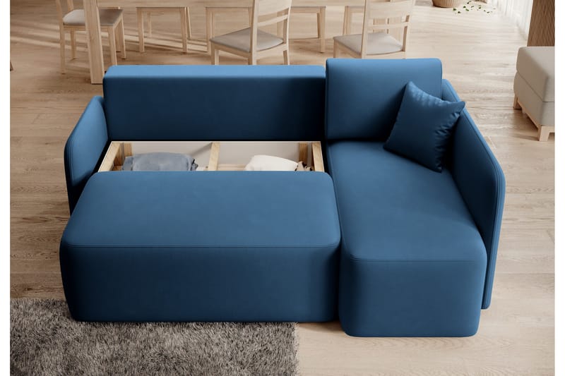 Hadson 3-seters Sofa med Divan - Blå - Møbler - Sofaer - Sofaer med sjeselong - 3 seters sofa med divan