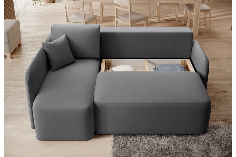 Hadson 3-seters Sofa med Divan - Mørk grå - Møbler - Sofaer - Fløyelssofaer