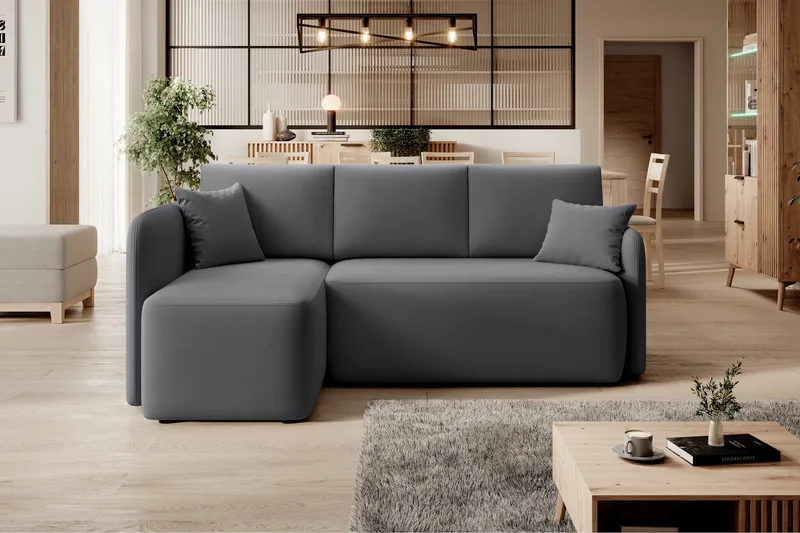 Hadson 3-seters Sofa med Divan - Mørk grå - Møbler - Sofaer - Fløyelssofaer