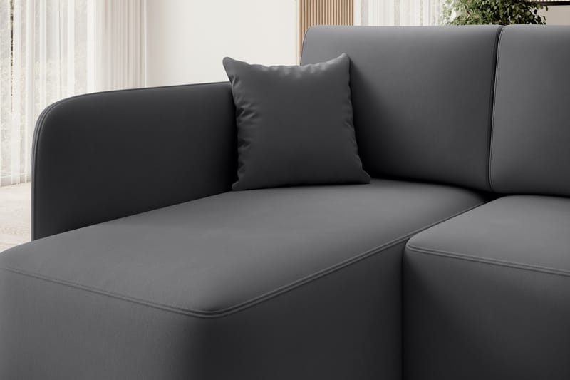 Hadson 3-seters Sofa med Divan - Mørk grå - Møbler - Sofaer - Fløyelssofaer