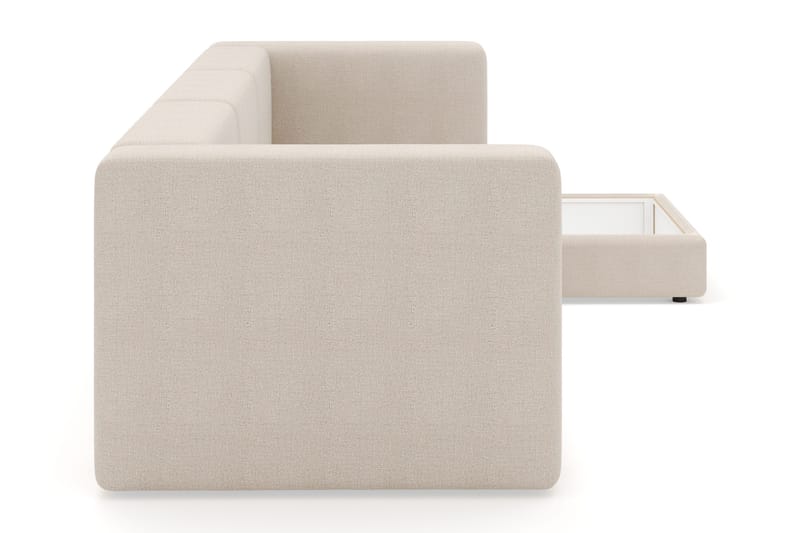 Hagblom 4-seters Divansofa med Oppbevaring Vendbar - Beige - Møbler - Sofaer - Sofaer med sjeselong - 4 seters sofa med divan