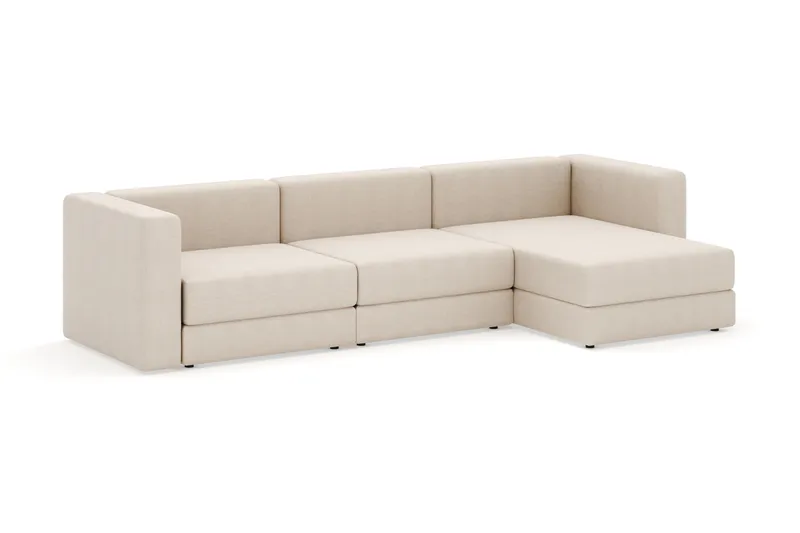 Hagblom 4-seters Divansofa med Oppbevaring Vendbar - Beige - Møbler - Sofaer - Sofaer med sjeselong - 4 seters sofa med divan