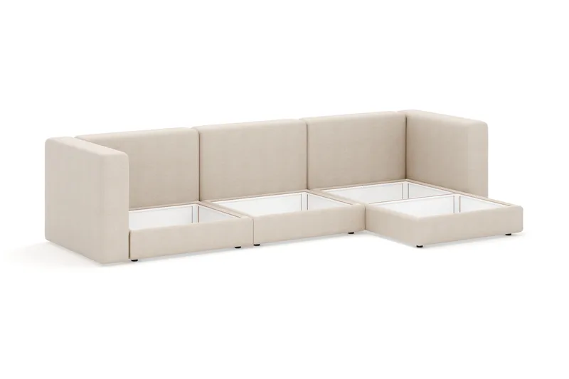 Hagblom 4-seters Divansofa med Oppbevaring Vendbar - Beige - Møbler - Sofaer - Sofaer med sjeselong - 4 seters sofa med divan