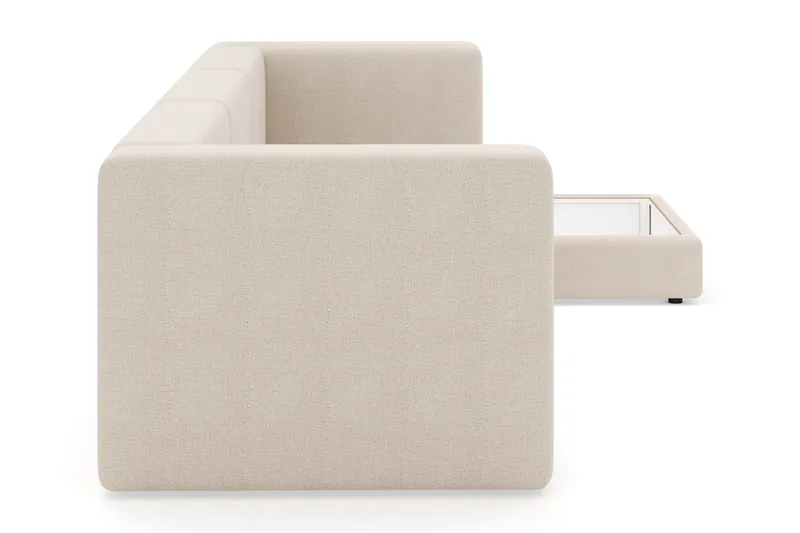 Hagblom 4-seters Divansofa med Oppbevaring Vendbar - Beige - Møbler - Sofaer - Sofaer med sjeselong - 4 seters sofa med divan