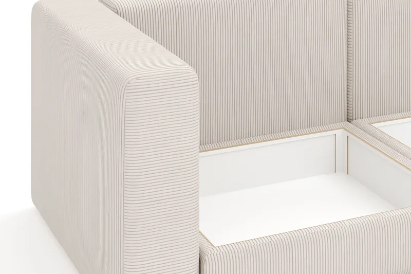 Hagblom 4-seters Divansofa med Oppbevaring Vendbar - Beige - Møbler - Sofaer - Sofaer med sjeselong - 4 seters sofa med divan