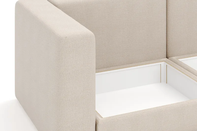 Hagblom 4-seters Divansofa med Oppbevaring Vendbar - Beige - Møbler - Sofaer - Sofaer med sjeselong - 4 seters sofa med divan