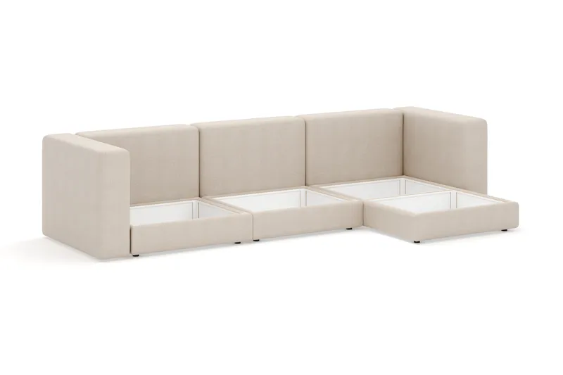 Hagblom 4-seters Divansofa med Oppbevaring Vendbar - Beige - Møbler - Sofaer - Sofaer med sjeselong - 4 seters sofa med divan