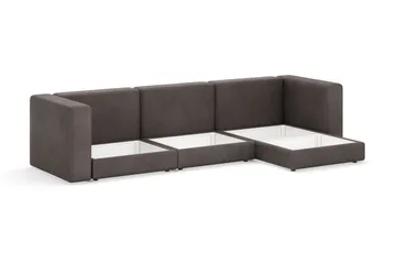 Hagblom 4-seters Divansofa med Oppbevaring Vendbar - Brun - Møbler - Sofaer - Sofaer med sjeselong - 4 seters sofa med divan