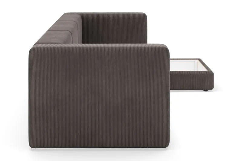 Hagblom 4-seters Divansofa med Oppbevaring Vendbar - Brun - Møbler - Sofaer - Sofaer med sjeselong - 4 seters sofa med divan