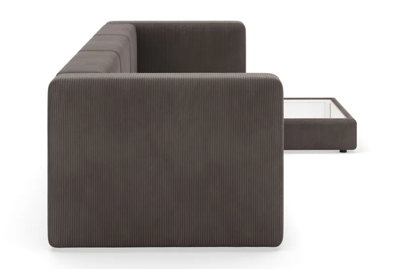 Hagblom 4-seters Divansofa med Oppbevaring Vendbar - Mørkegrå - Møbler - Sofaer - Sofaer med sjeselong - 4 seters sofa med divan