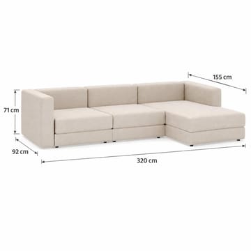 Hagblom 4-seters Vendbar Divansofa 320 cm med Oppbevaring i Chenille - Beige - Møbler - Sofaer - Sofaer med sjeselong - 4 seters sofa med divan