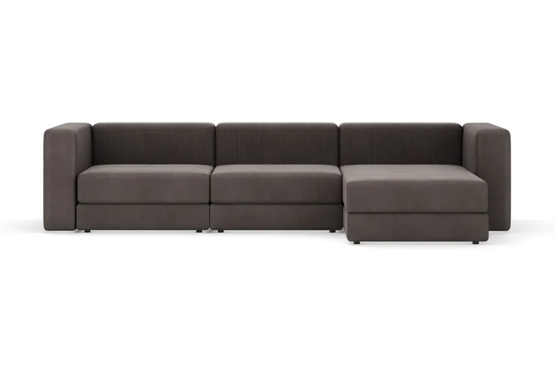 Hagblom 4-seters Vendbar Divansofa 320 cm med Oppbevaring i Mansjesterstoff, Brun