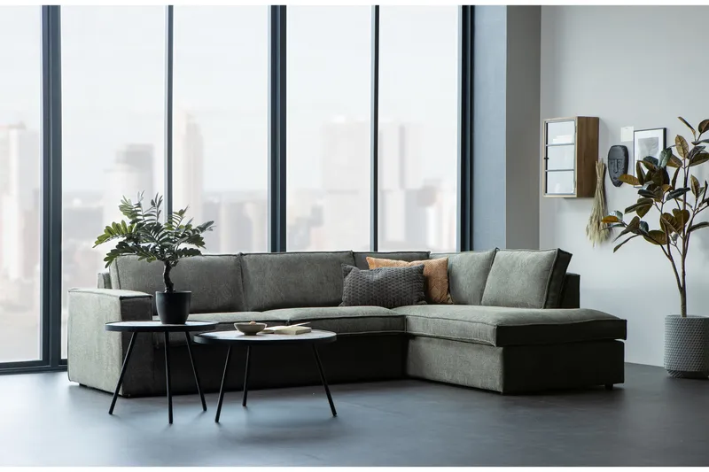 Hearness 3-seters Sofa med Sjeselong Høyre - Varmgrå - Møbler - Sofaer - Sofaer med sjeselong - 3 seters sofa med divan