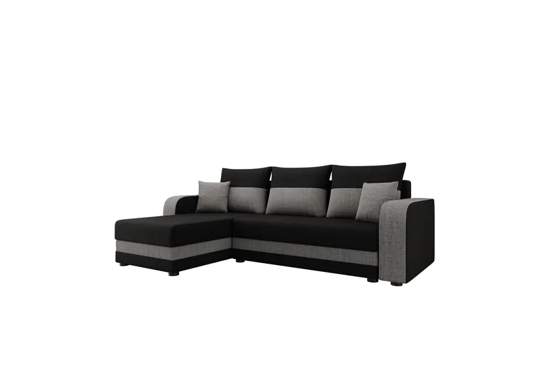 Hewlet Sofa med Divan 3-seter, Svart/Grå