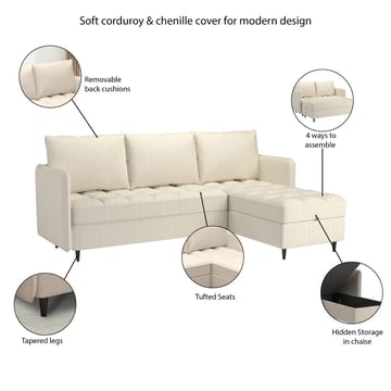 Hjørnesofa 3-seter Lindhus - Møbler - Sofaer - Sofaer med sjeselong - 3 seters sofa med divan