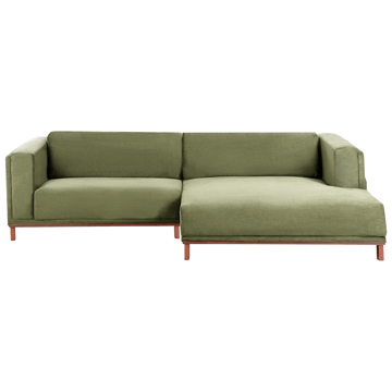 Hjørnesofa 4-seter Veng - Lysebrun, grønn - Møbler - Sofaer - Sofaer med sjeselong - 4 seters sofa med divan