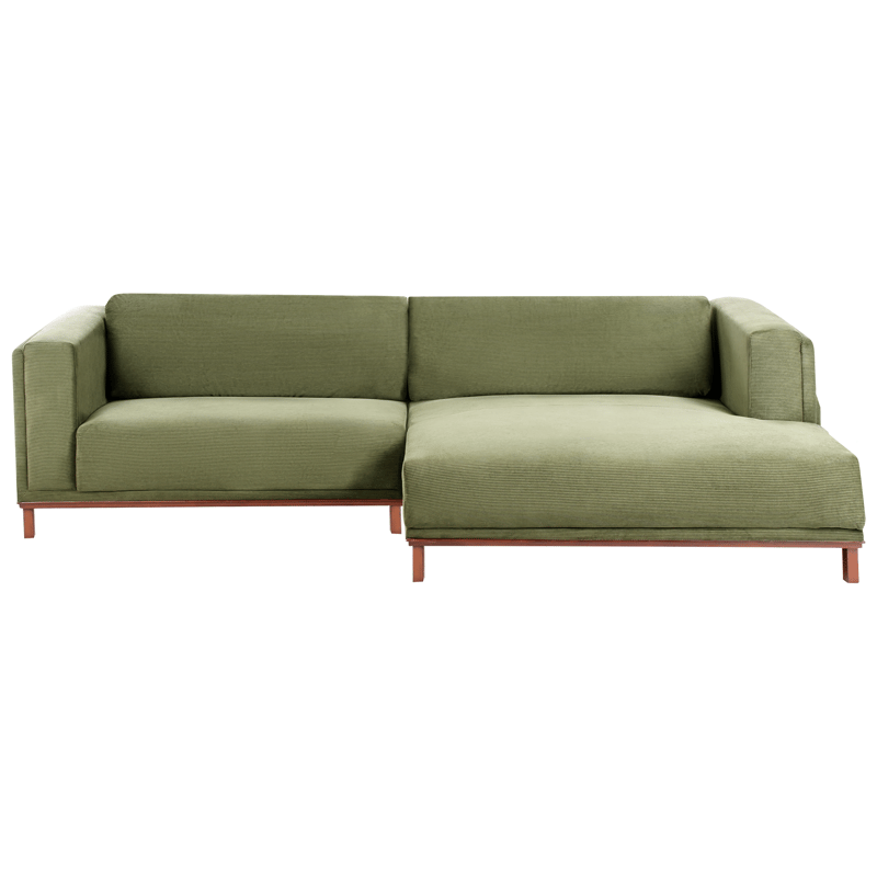 Hjørnesofa 4-seter Veng - Lysebrun, grønn - Møbler - Sofaer - Sofaer med sjeselong - 4 seters sofa med divan
