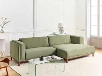 Hjørnesofa 4-seter Veng - Lysebrun, grønn - Møbler - Sofaer - Sofaer med sjeselong - 4 seters sofa med divan