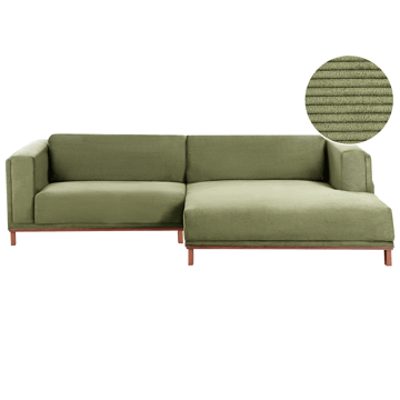 Hjørnesofa 4-seter Veng - Lysebrun, grønn - Møbler - Sofaer - Sofaer med sjeselong - 4 seters sofa med divan