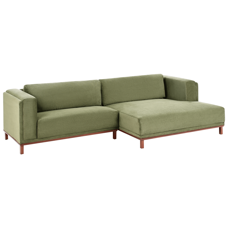 Hjørnesofa 4-seter Veng - Lysebrun, grønn - Møbler - Sofaer - Sofaer med sjeselong - 4 seters sofa med divan