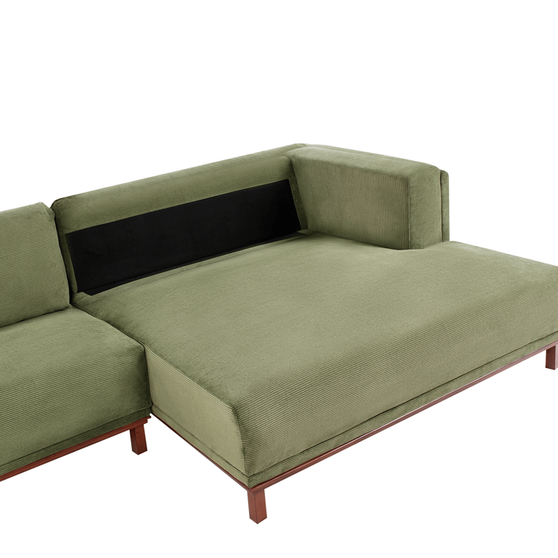 Hjørnesofa 4-seter Veng - Lysebrun, grønn - Møbler - Sofaer - Sofaer med sjeselong - 4 seters sofa med divan