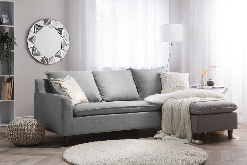 Hjørnesofa Elvenes 206 cm - Grå - 4 seters sofa med divan - Sofaer med sjeselong