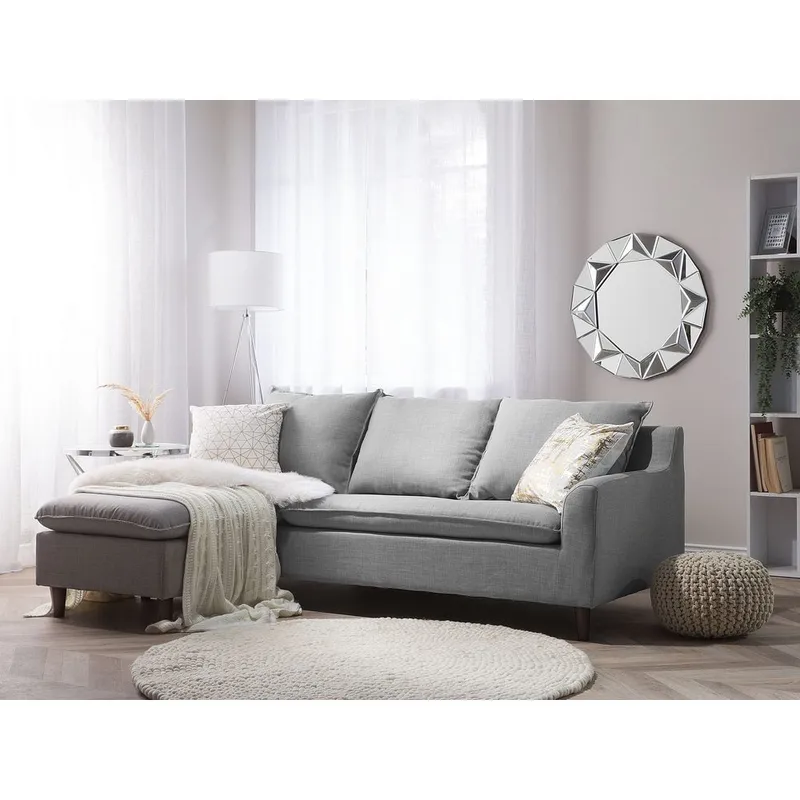 Hjørnesofa Elvenes - Grå, mørkt tre/Høyrevendt - Møbler - Sofaer - Hjørnesofaer - Hjørnesofa med divan