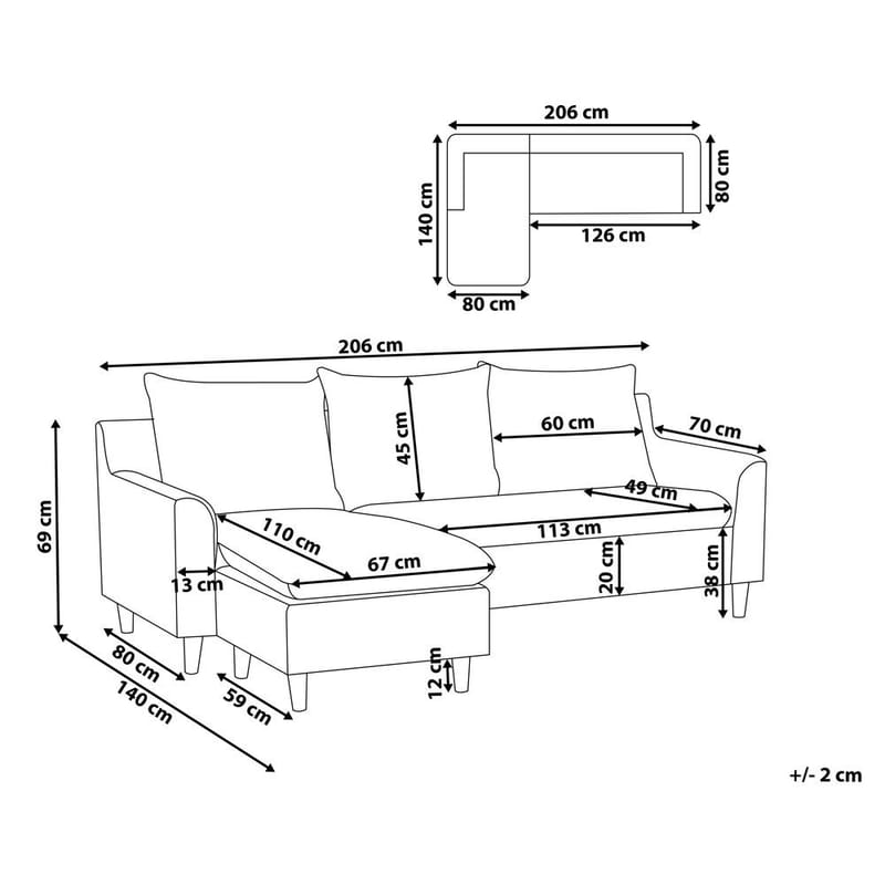 Hjørnesofa Elvenes - Grå, mørkt tre/Høyrevendt - Møbler - Sofaer - Hjørnesofaer - Hjørnesofa med divan
