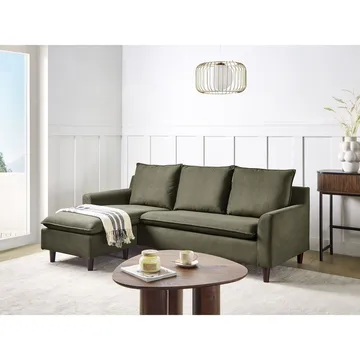 Hjørnesofa Elvenes - Grønn, mørkt tre/Høyrevendt - Møbler - Sofaer - Hjørnesofaer - Hjørnesofa med divan