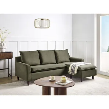 Hjørnesofa Elvenes - Grønn, mørkt tre/Venstrevendt - Møbler - Sofaer - Hjørnesofaer - Hjørnesofa med divan