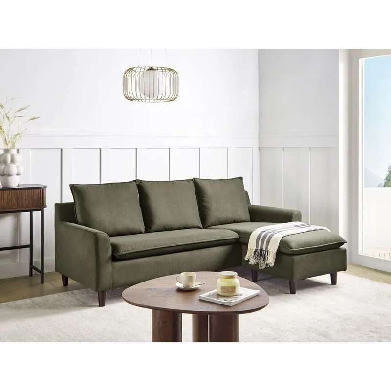 Hjørnesofa Elvenes - Grønn, mørkt tre/Venstrevendt - Møbler - Sofaer - Hjørnesofaer - Hjørnesofa med divan